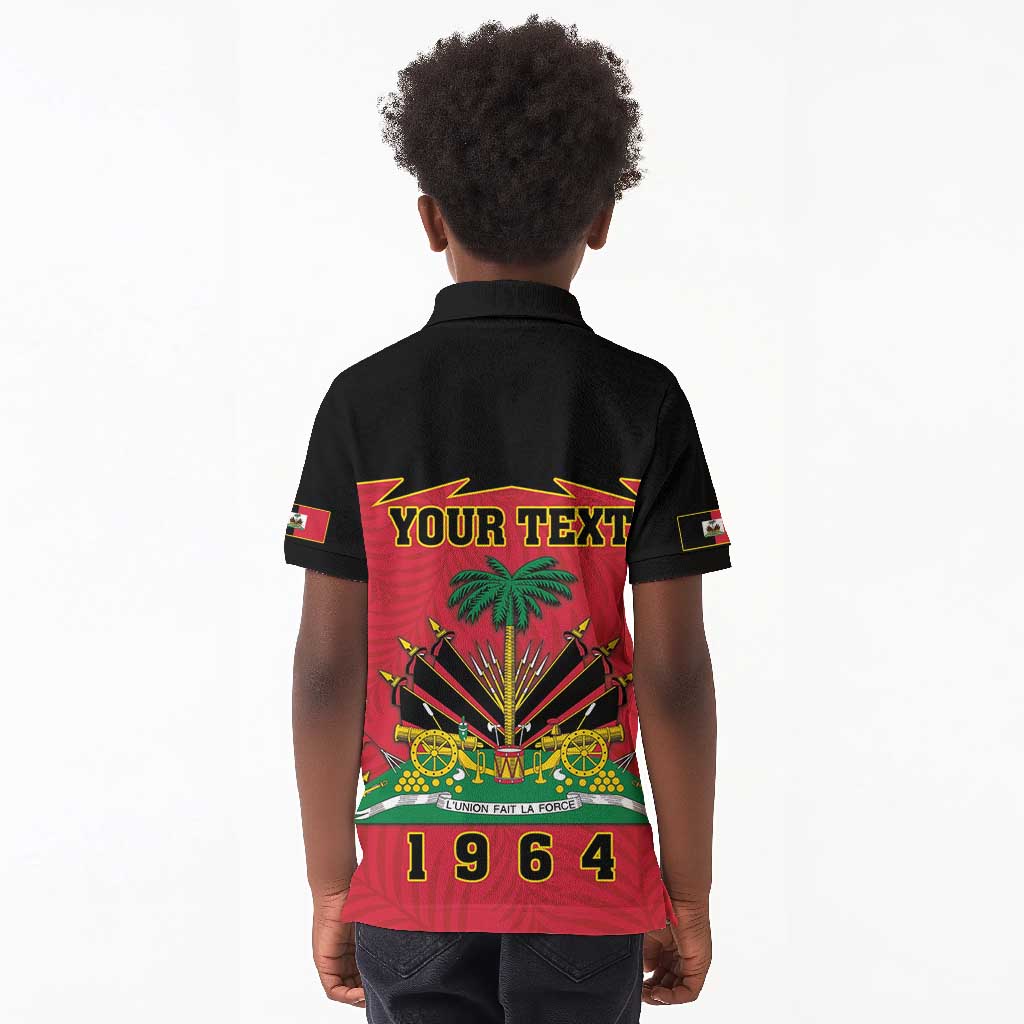 Personalized Afro-Haitians 1964 Kid Polo Shirt Coat Of Arms Flag Style - African Pride