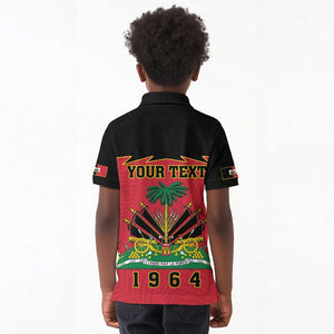 Personalized Afro-Haitians 1964 Kid Polo Shirt Coat Of Arms Flag Style - African Pride