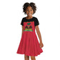 Personalized Afro-Haitians 1964 Kid Short Sleeve Dress Coat Of Arms Flag Style - African Pride
