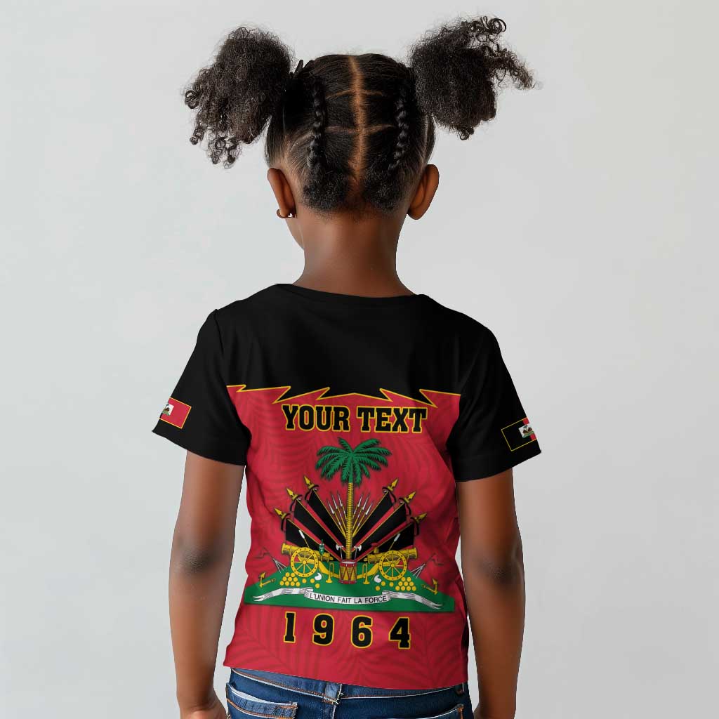 Personalized Afro-Haitians 1964 Kid T shirt Coat Of Arms Flag Style - African Pride