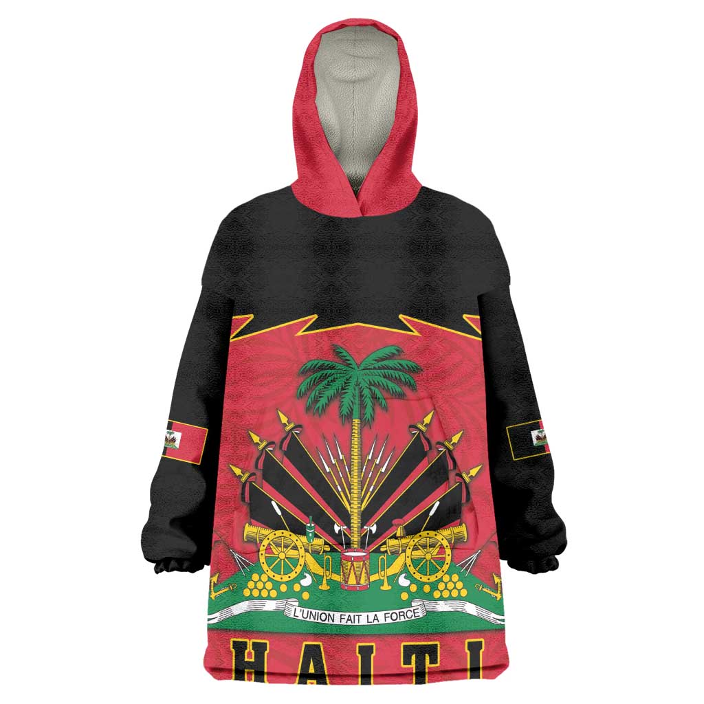 Personalized Afro-Haitians 1964 Kid Wearable Blanket Hoodie Coat Of Arms Flag Style - African Pride