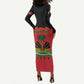 Personalized Afro-Haitians 1964 Long Sleeve Bodycon Dress Coat Of Arms Flag Style - African Pride