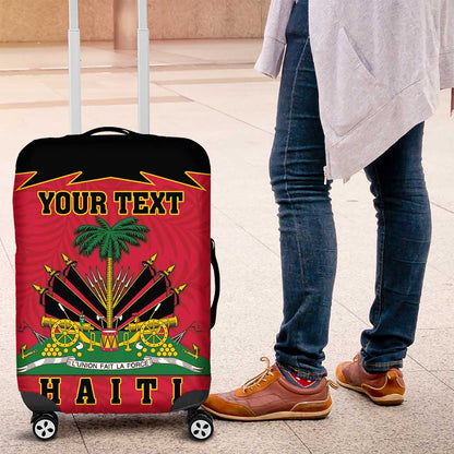 Personalized Afro-Haitians 1964 Luggage Cover Coat Of Arms Flag Style - African Pride