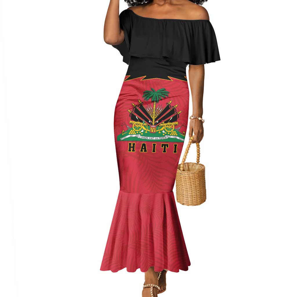 Personalized Afro-Haitians 1964 Mermaid Dress Coat Of Arms Flag Style - African Pride