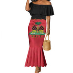 Personalized Afro-Haitians 1964 Mermaid Dress Coat Of Arms Flag Style - African Pride