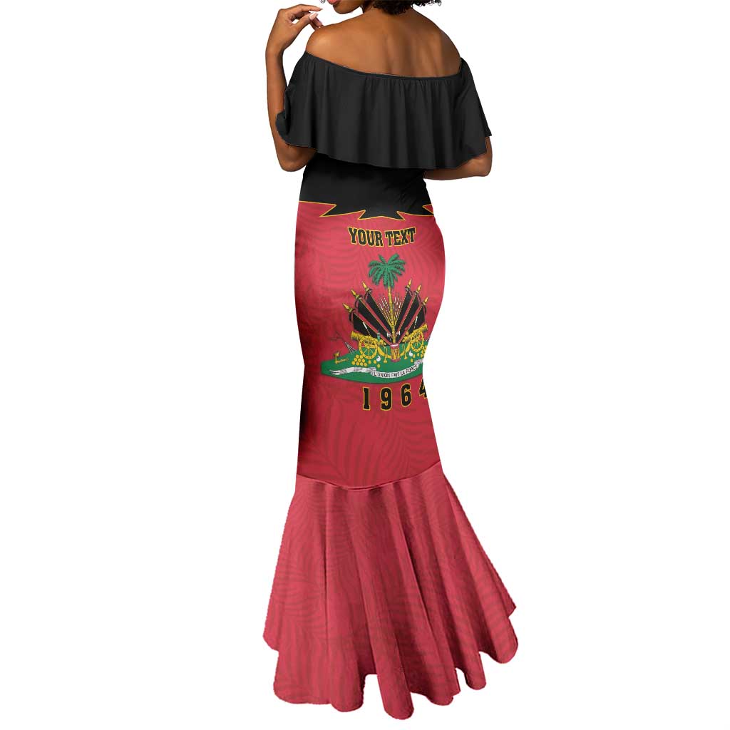 Personalized Afro-Haitians 1964 Mermaid Dress Coat Of Arms Flag Style - African Pride