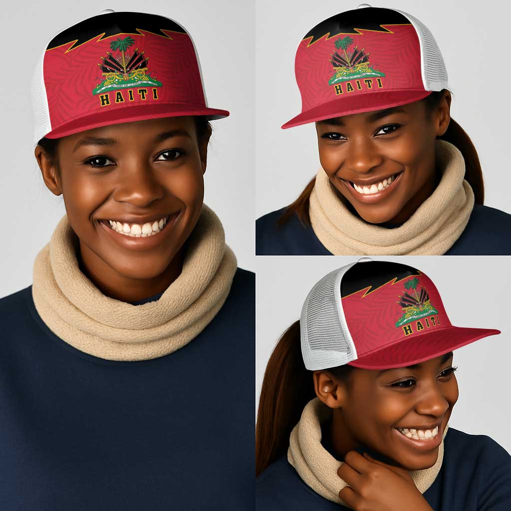 Afro-Haitians 1964 Mesh Trucker Cap Coat Of Arms Flag Style - African Pride