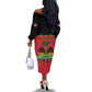 Personalized Afro-Haitians 1964 Off The Shoulder Long Sleeve Dress Coat Of Arms Flag Style - African Pride