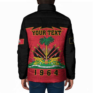 Personalized Afro-Haitians 1964 Padded Jacket Coat Of Arms Flag Style