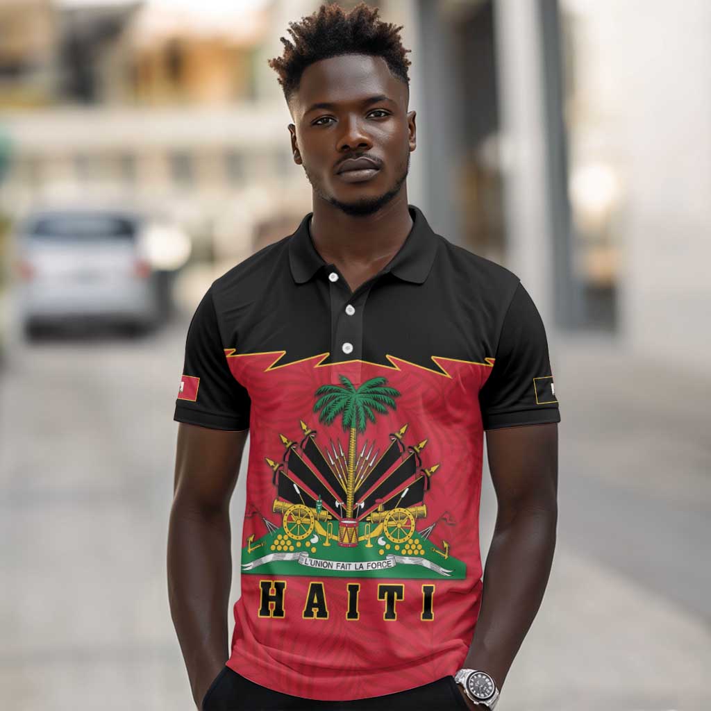 Personalized Afro-Haitians 1964 Polo Shirt Coat Of Arms Flag Style - African Pride