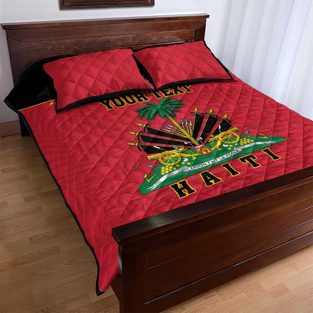 Personalized Afro-Haitians 1964 Quilt Bed Set Coat Of Arms Flag Style - African Pride