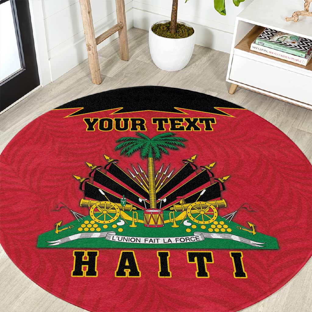 Personalized Afro-Haitians 1964 Round Carpet Coat Of Arms Flag Style - African Pride