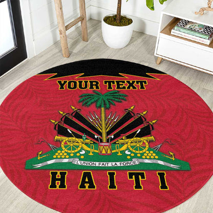 Personalized Afro-Haitians 1964 Round Carpet Coat Of Arms Flag Style - African Pride