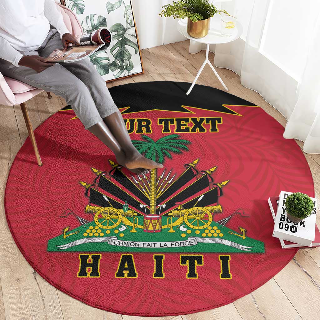 Personalized Afro-Haitians 1964 Round Carpet Coat Of Arms Flag Style - African Pride