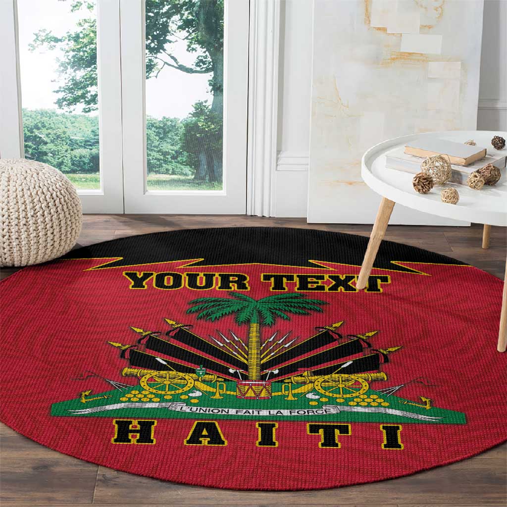 Personalized Afro-Haitians 1964 Round Carpet Coat Of Arms Flag Style - African Pride