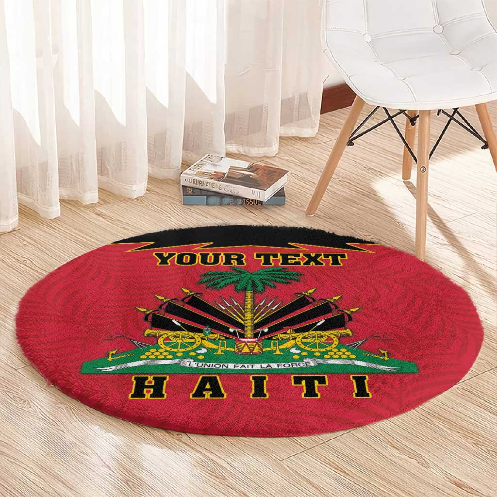 Personalized Afro-Haitians 1964 Round Carpet Coat Of Arms Flag Style - African Pride