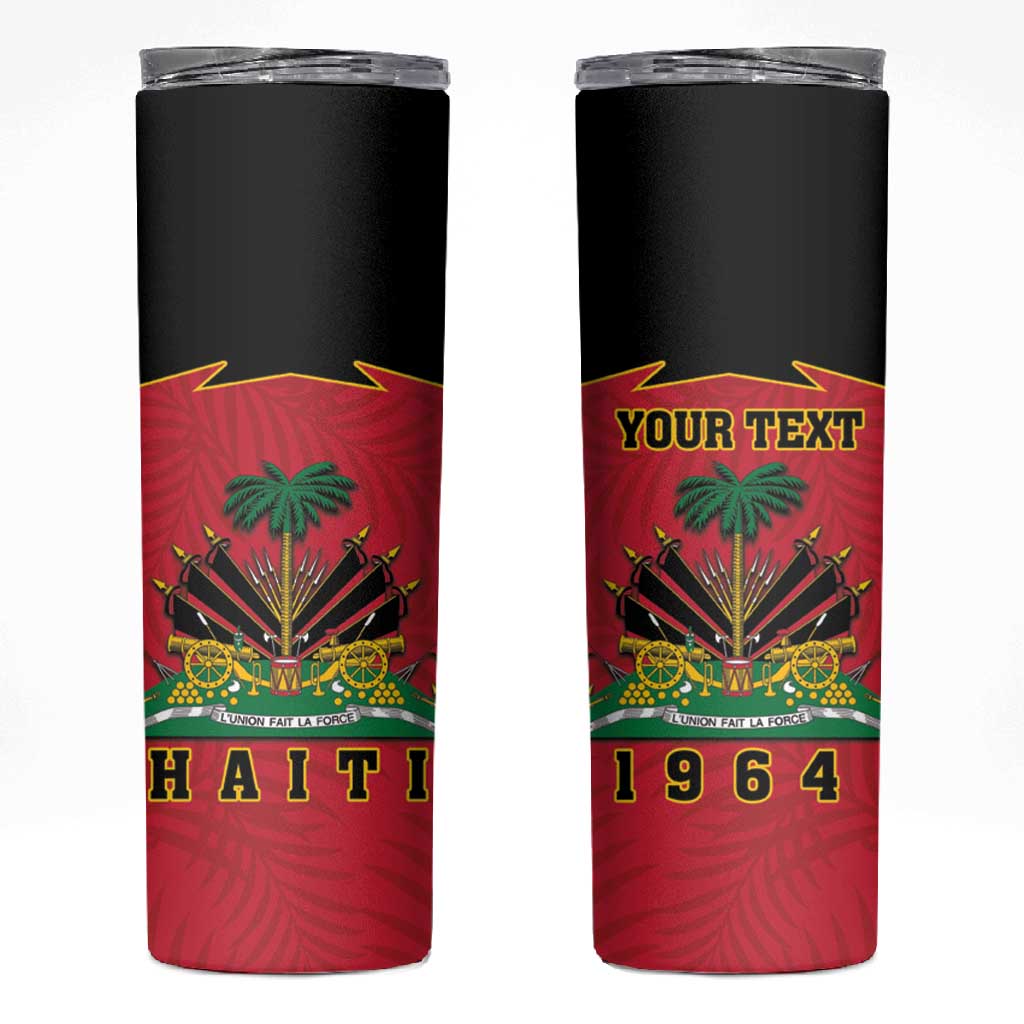 Personalized Afro-Haitians 1964 Skinny Tumbler Coat Of Arms Flag Style - African Pride