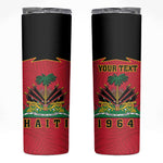 Personalized Afro-Haitians 1964 Skinny Tumbler Coat Of Arms Flag Style - African Pride