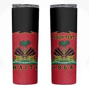 Personalized Afro-Haitians 1964 Skinny Tumbler Coat Of Arms Flag Style - African Pride