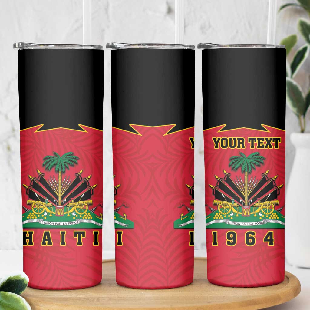 Personalized Afro-Haitians 1964 Skinny Tumbler Coat Of Arms Flag Style - African Pride