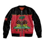 Personalized Afro-Haitians 1964 Sleeve Zip Bomber Jacket Coat Of Arms Flag Style - African Pride