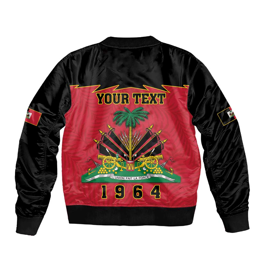 Personalized Afro-Haitians 1964 Sleeve Zip Bomber Jacket Coat Of Arms Flag Style - African Pride