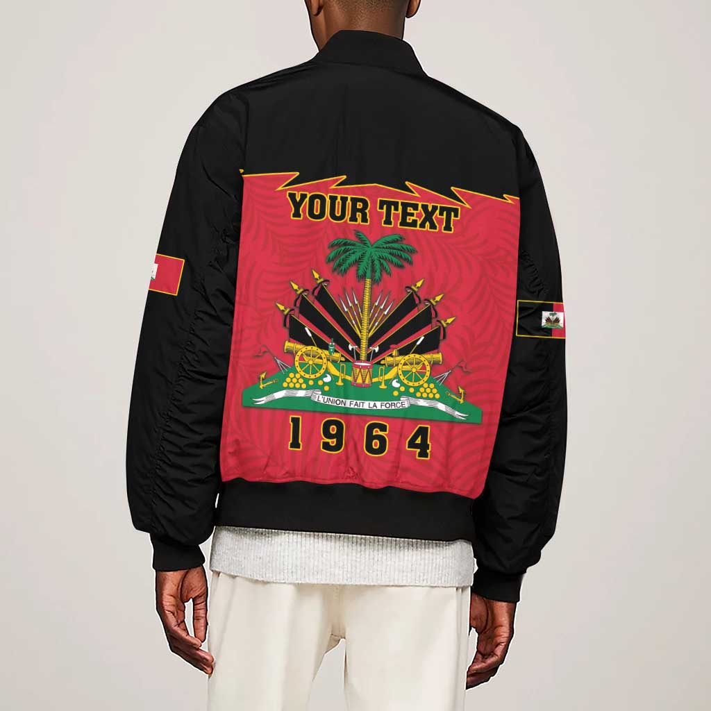 Personalized Afro-Haitians 1964 Sleeve Zip Bomber Jacket Coat Of Arms Flag Style - African Pride