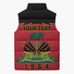 Personalized Afro-Haitians 1964 Sleeveless Puffer Jacket Coat Of Arms Flag Style