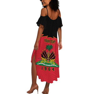 Personalized Afro-Haitians 1964 Summer Maxi Dress Coat Of Arms Flag Style - African Pride