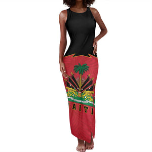 Personalized Afro-Haitians 1964 Tank Maxi Dress Coat Of Arms Flag Style - African Pride