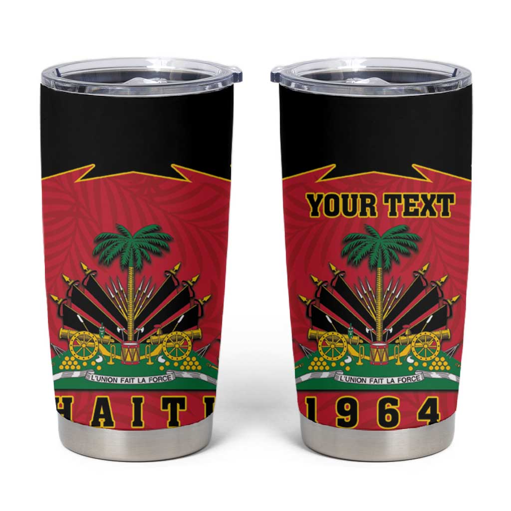 Personalized Afro-Haitians 1964 Tumbler Cup Coat Of Arms Flag Style - African Pride
