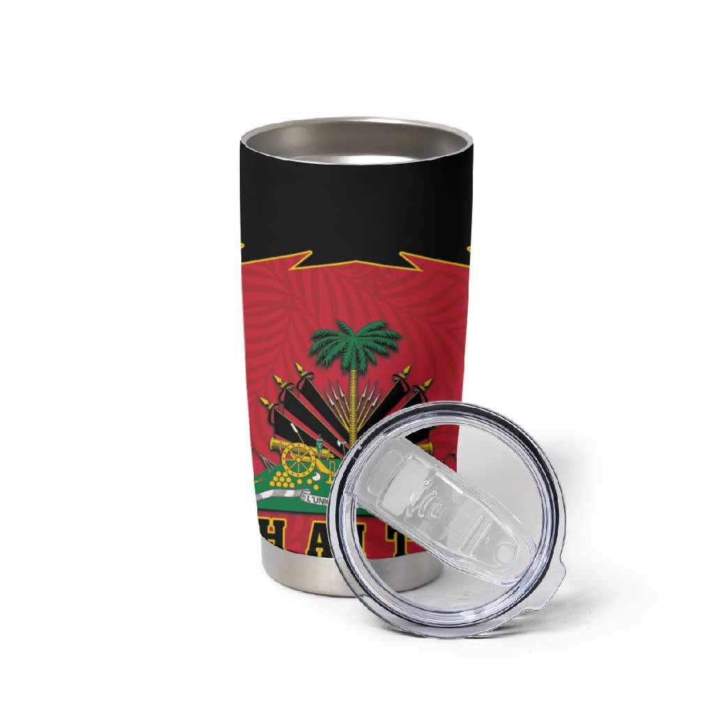Personalized Afro-Haitians 1964 Tumbler Cup Coat Of Arms Flag Style - African Pride