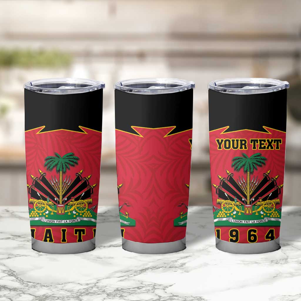 Personalized Afro-Haitians 1964 Tumbler Cup Coat Of Arms Flag Style - African Pride