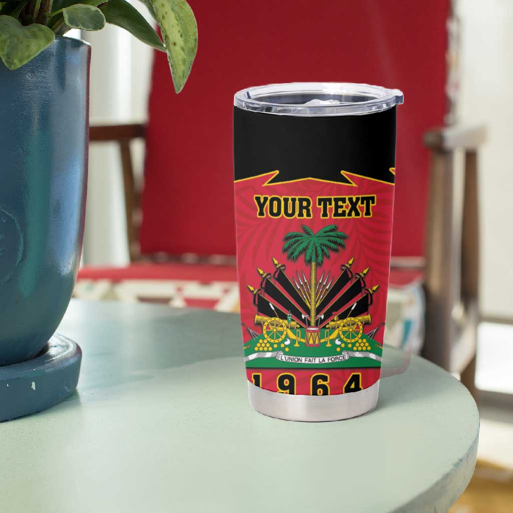 Personalized Afro-Haitians 1964 Tumbler Cup Coat Of Arms Flag Style - African Pride