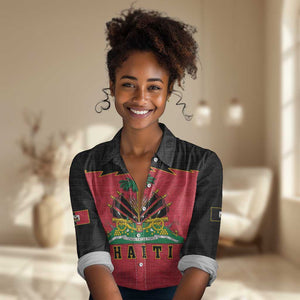Personalized Afro-Haitians 1964 Women Casual Shirt Coat Of Arms Flag Style - African Pride
