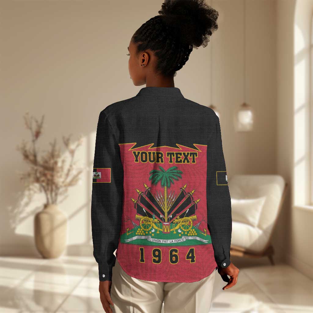 Personalized Afro-Haitians 1964 Women Casual Shirt Coat Of Arms Flag Style - African Pride