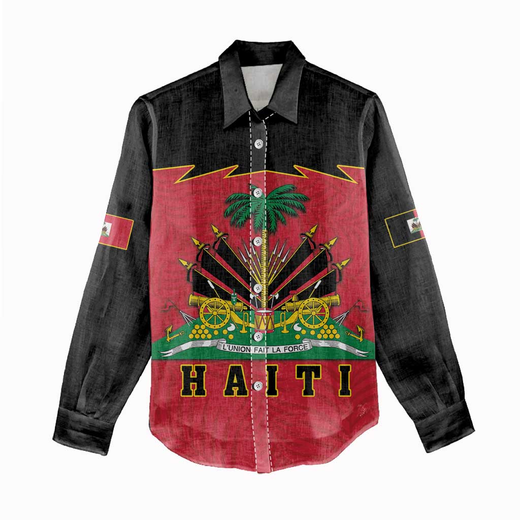Personalized Afro-Haitians 1964 Women Casual Shirt Coat Of Arms Flag Style - African Pride