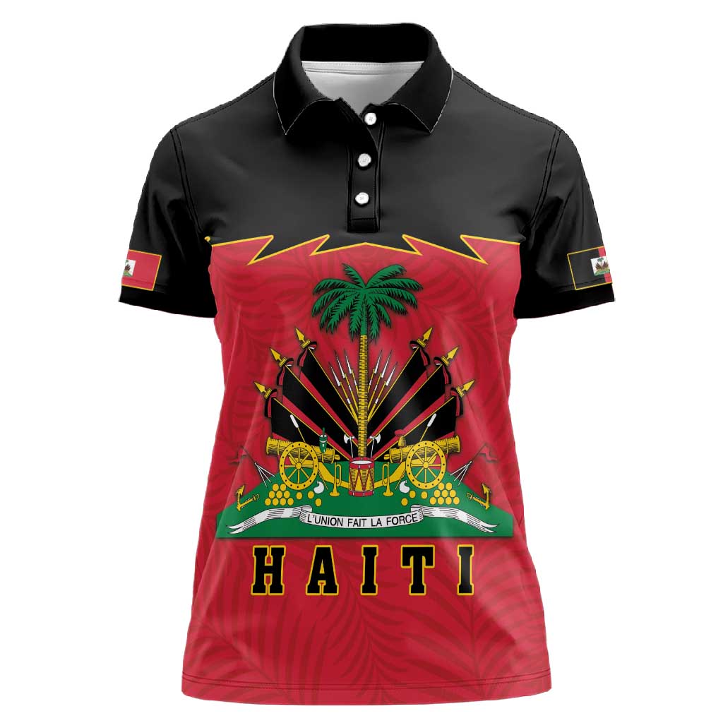 Personalized Afro-Haitians 1964 Women Polo Shirt Coat Of Arms Flag Style - African Pride
