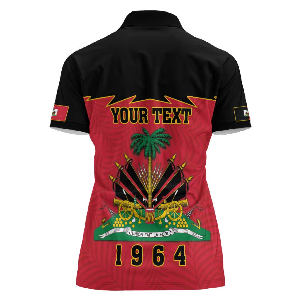 Personalized Afro-Haitians 1964 Women Polo Shirt Coat Of Arms Flag Style - African Pride