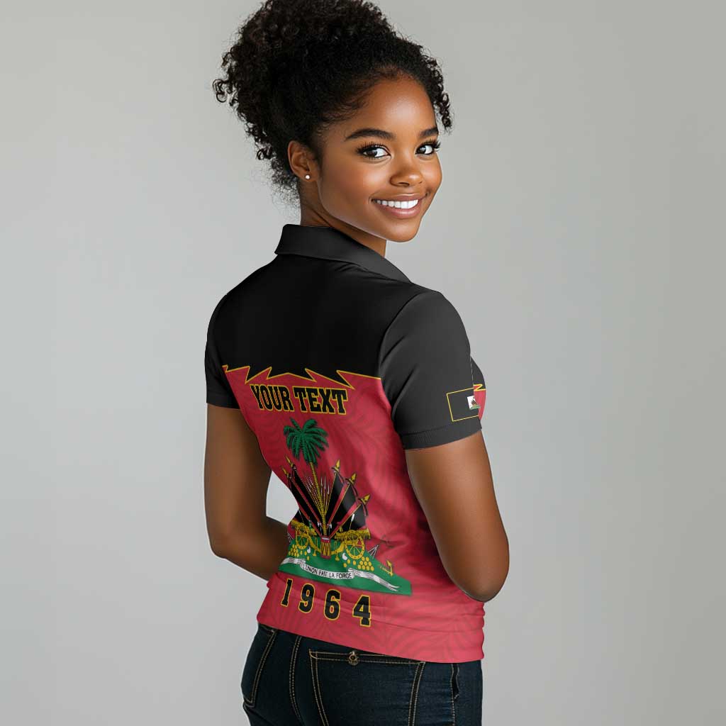 Personalized Afro-Haitians 1964 Women Polo Shirt Coat Of Arms Flag Style - African Pride