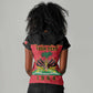 Personalized Afro-Haitians 1964 Women V-Neck T-Shirt Coat Of Arms Flag Style - African Pride