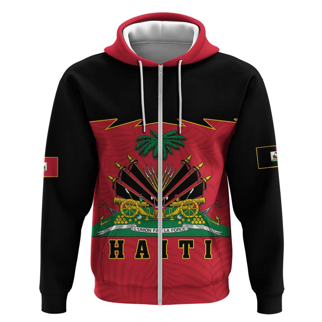 Personalized Afro-Haitians 1964 Zip Hoodie Coat Of Arms Flag Style - African Pride