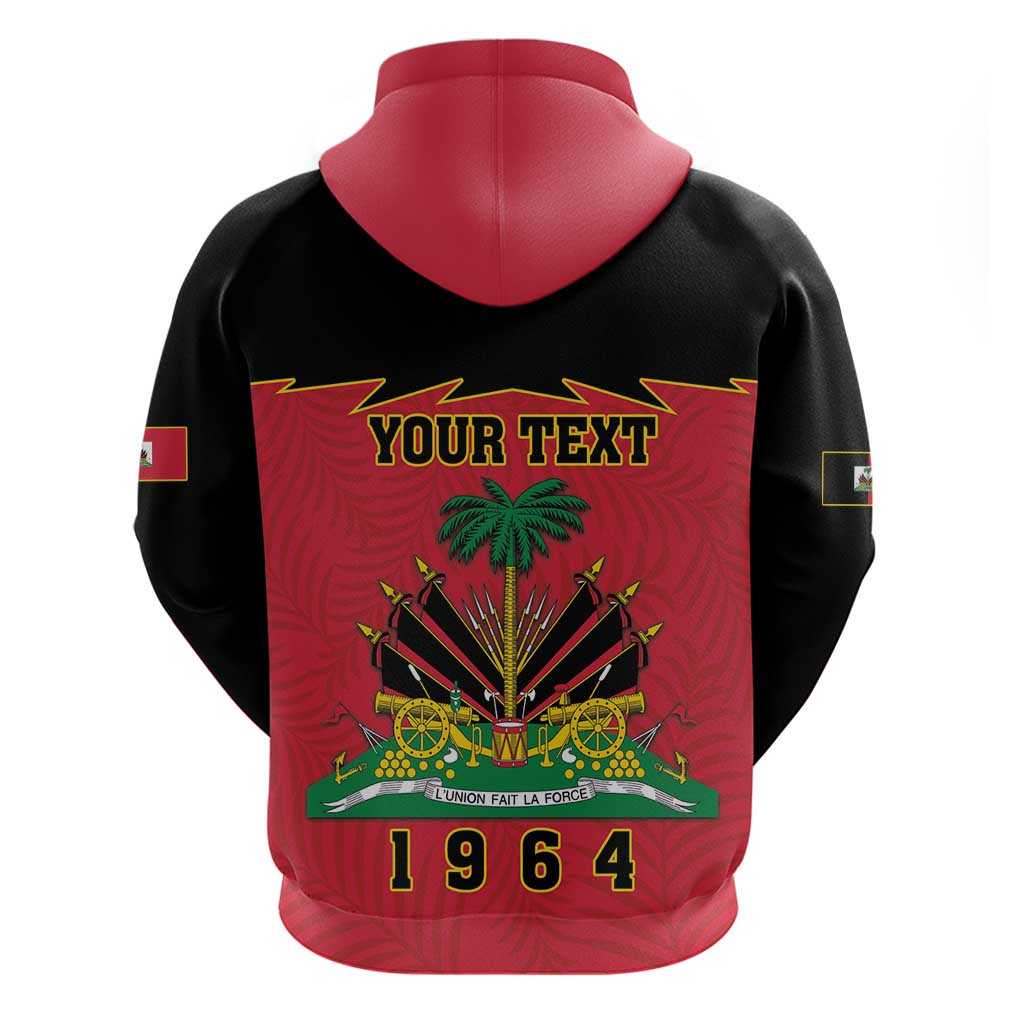 Personalized Afro-Haitians 1964 Zip Hoodie Coat Of Arms Flag Style - African Pride
