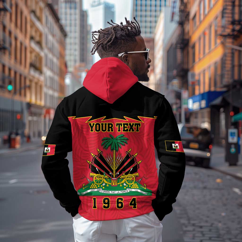 Personalized Afro-Haitians 1964 Zip Hoodie Coat Of Arms Flag Style - African Pride