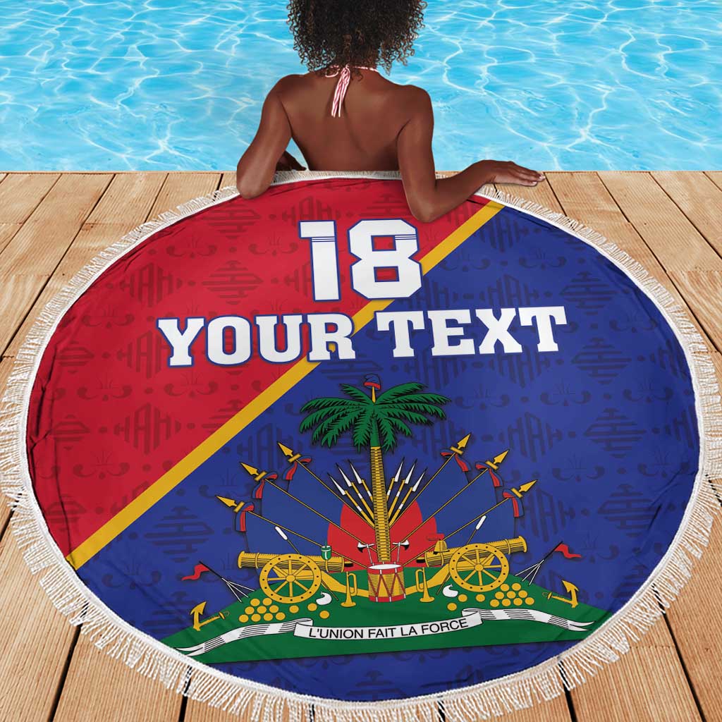 Custom Afro Haiti Football Beach Blanket Les Grenadiers - African Pride