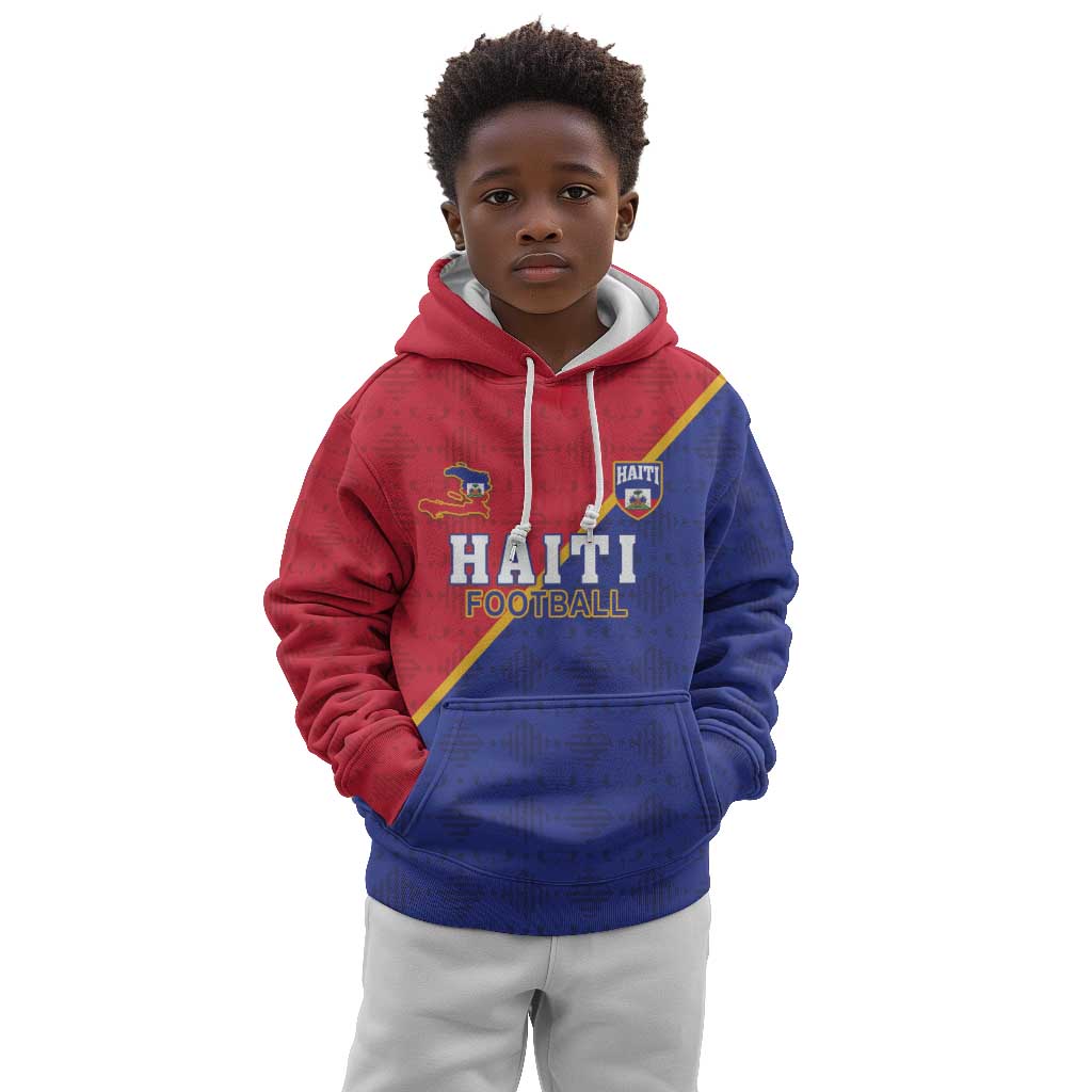 Custom Afro Haiti Football Kid Hoodie Les Grenadiers - African Pride