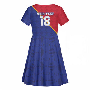 Custom Afro Haiti Football Kid Short Sleeve Dress Les Grenadiers - African Pride