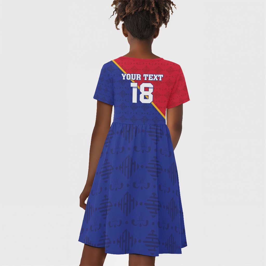 Custom Afro Haiti Football Kid Short Sleeve Dress Les Grenadiers - African Pride