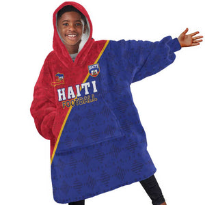 Custom Afro Haiti Football Kid Wearable Blanket Hoodie Les Grenadiers - African Pride