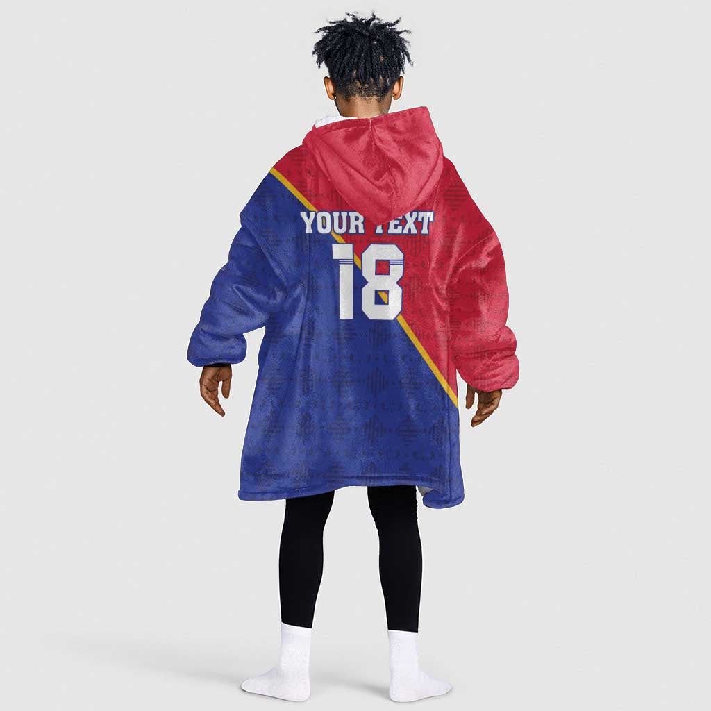 Custom Afro Haiti Football Kid Wearable Blanket Hoodie Les Grenadiers - African Pride
